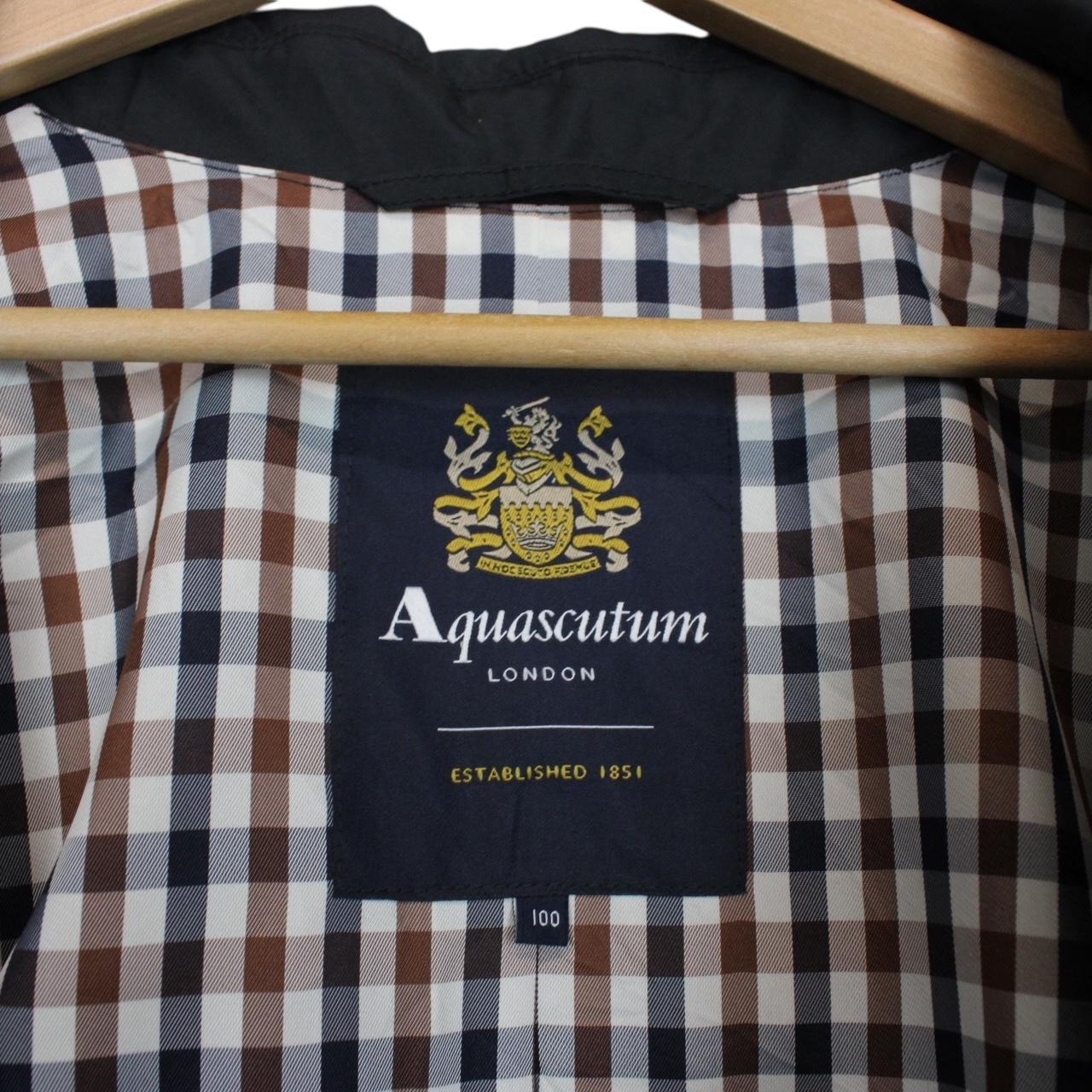 Aquascutum Black House Check Lined Hooded Coat