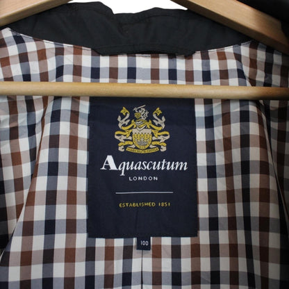 Aquascutum Black House Check Lined Hooded Coat