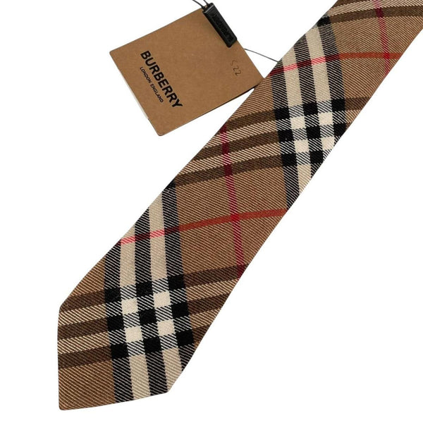 Burberry Tan Brown Nova Check Cashmere and Silk Tie