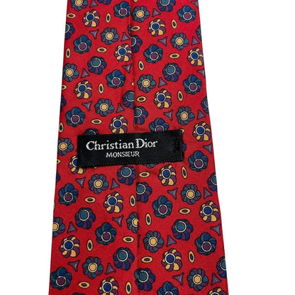 Christian Dior multicoloured silk tie featuring intricate patterns and luxurious sheen.