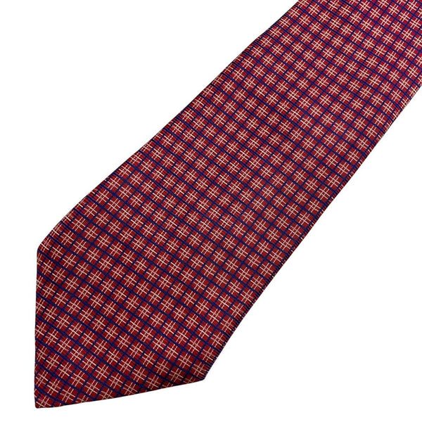 Polo Ralph Lauren red check silk tie with classic pattern and logo detail.