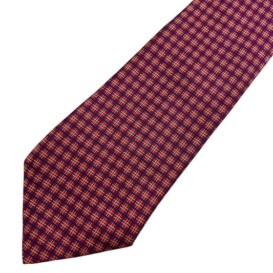 Polo Ralph Lauren red check silk tie with classic pattern and logo detail.