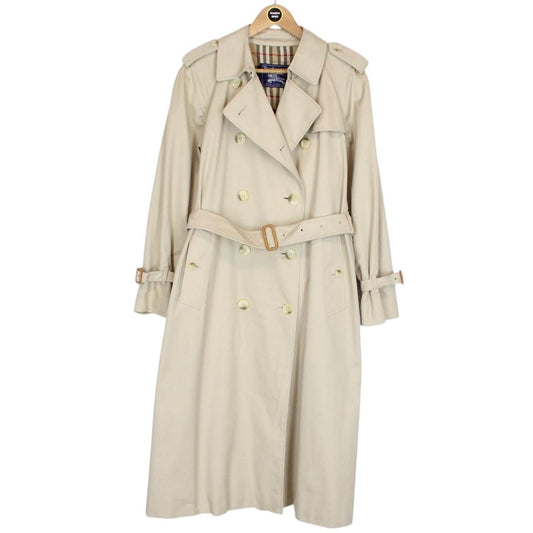 Vintage 90s Burberry Beige Double Breasted Belted Trench Coat