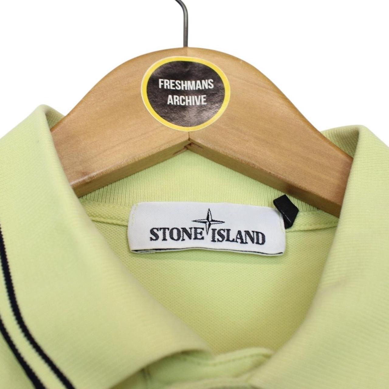 Stone Island Lime Green Short Sleeve Compass Cotton Polo Shirt