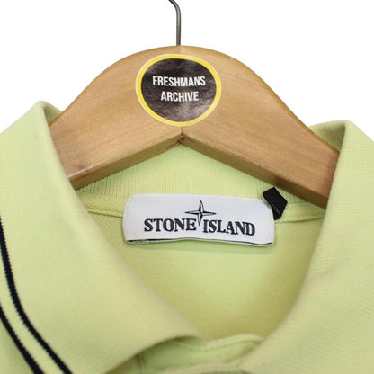 Stone Island Lime Green Short Sleeve Compass Cotton Polo Shirt