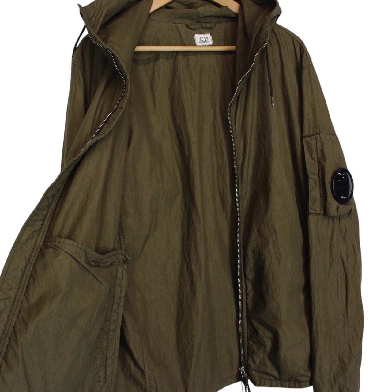CP Company Khaki Green Full Zip Nylon Lens Hooded Jacket