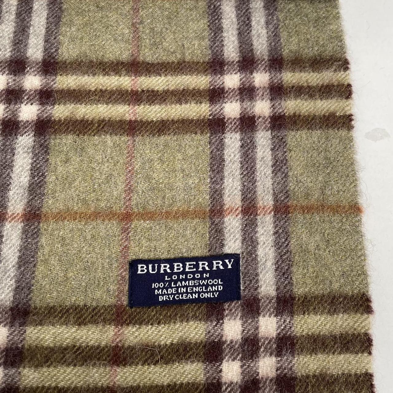 Vintage 90s Burberry Green Nova Check Lambswool Scarf