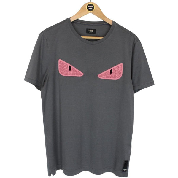 Fendi Dark Grey Bag Bug Eyes Short Sleeve Cotton T-Shirt