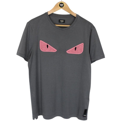 Fendi Dark Grey Bag Bug Eyes Short Sleeve Cotton T-Shirt