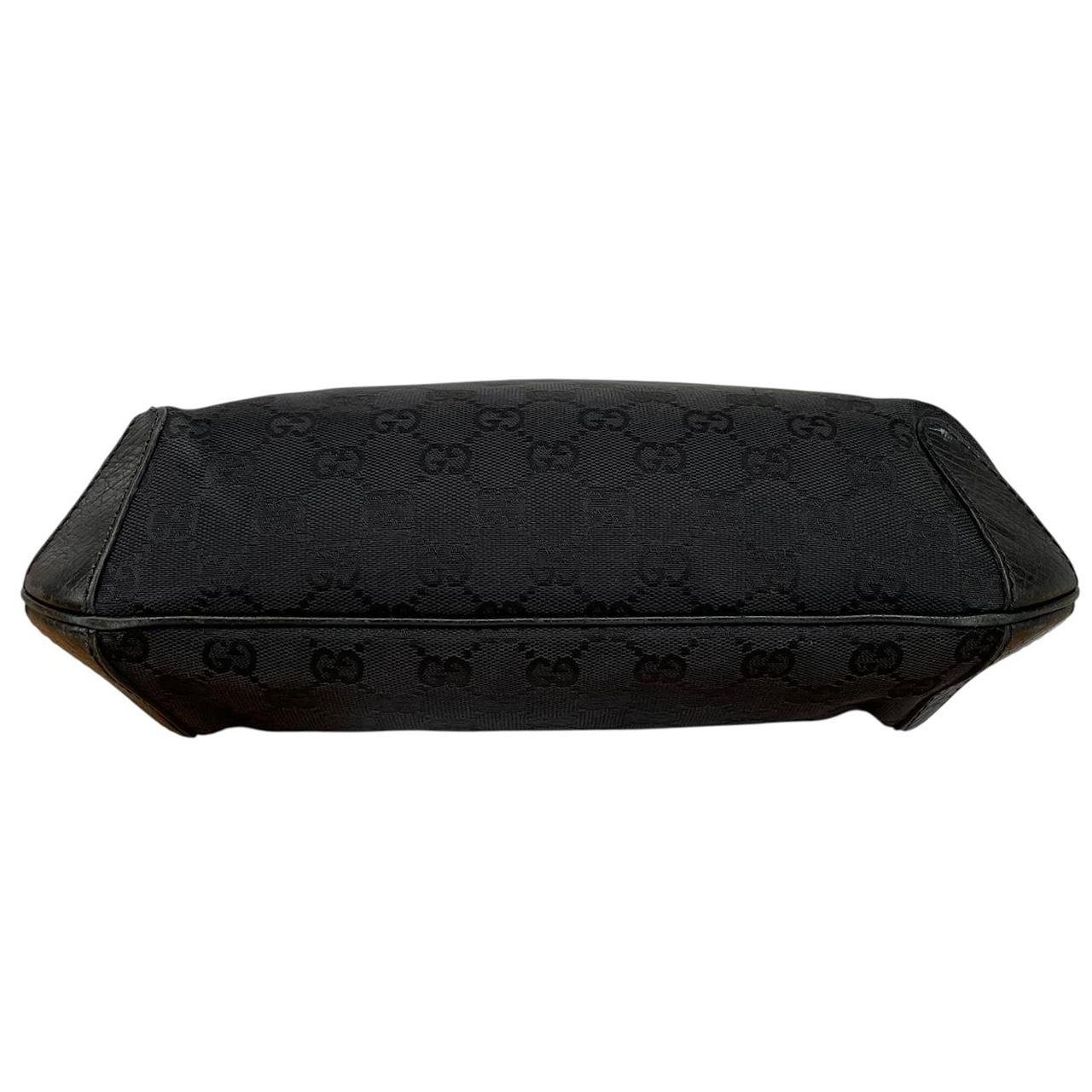 Gucci Black GG Monogram Canvas/Leather Horsebit Shoulder Bag