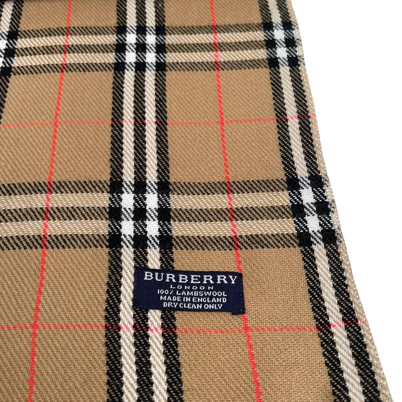 Vintage 90s Burberry Tan Brown Nova Check Lambswool Scarf