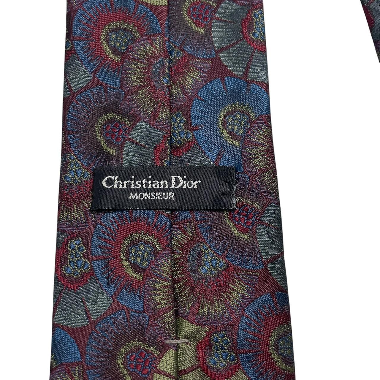 Christian Dior multicoloured tie featuring intricate patterns in silk and polyester.