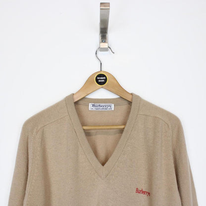 Vintage 90s Burberry Tan Brown Lambswool Knit Jumper