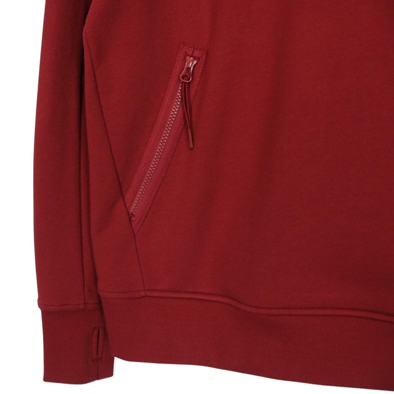 CP Company Red Diagonal Raised Fleece Cotton 1/4 Zip Lens Sweatshirt