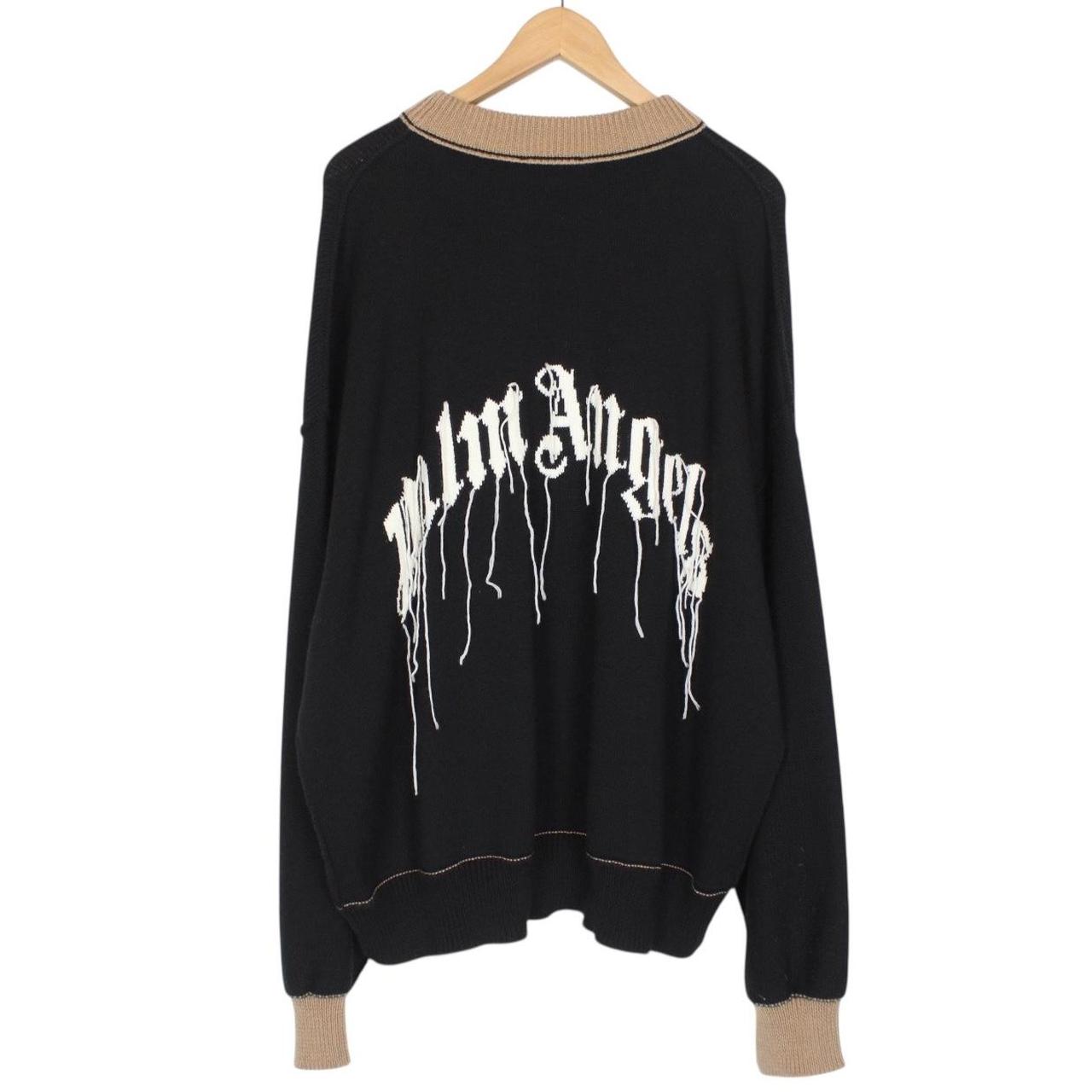 Palm Angels Black and Tan Intarsia Wool Knit Bear Jumper