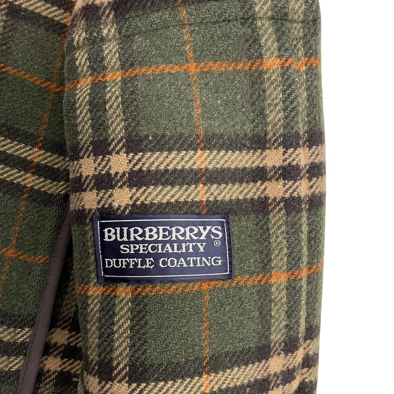 Vintage 90s Burberry Green Nova Check Lined Wool Duffle Coat