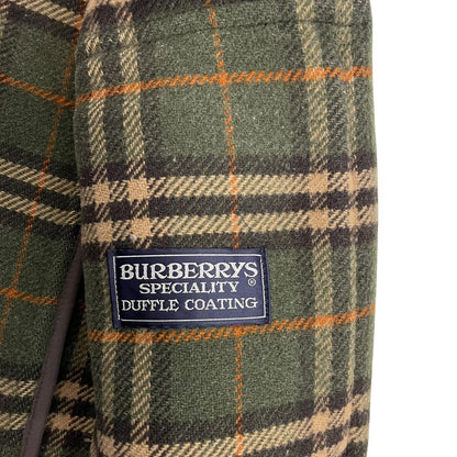 Vintage 90s Burberry Green Nova Check Lined Wool Duffle Coat