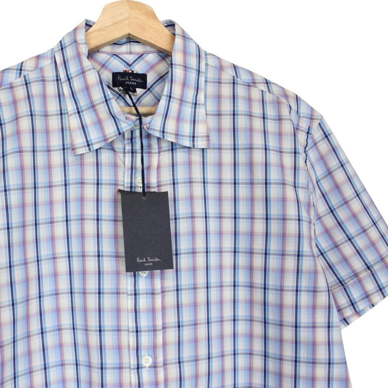 Paul Smith multicoloured check short sleeve cotton shirt with brand logo and vibrant patterns.