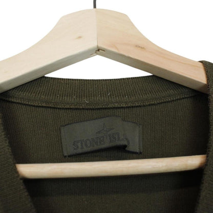 Stone Island khaki green sweatshirt with ghost logo and soft cotton material.