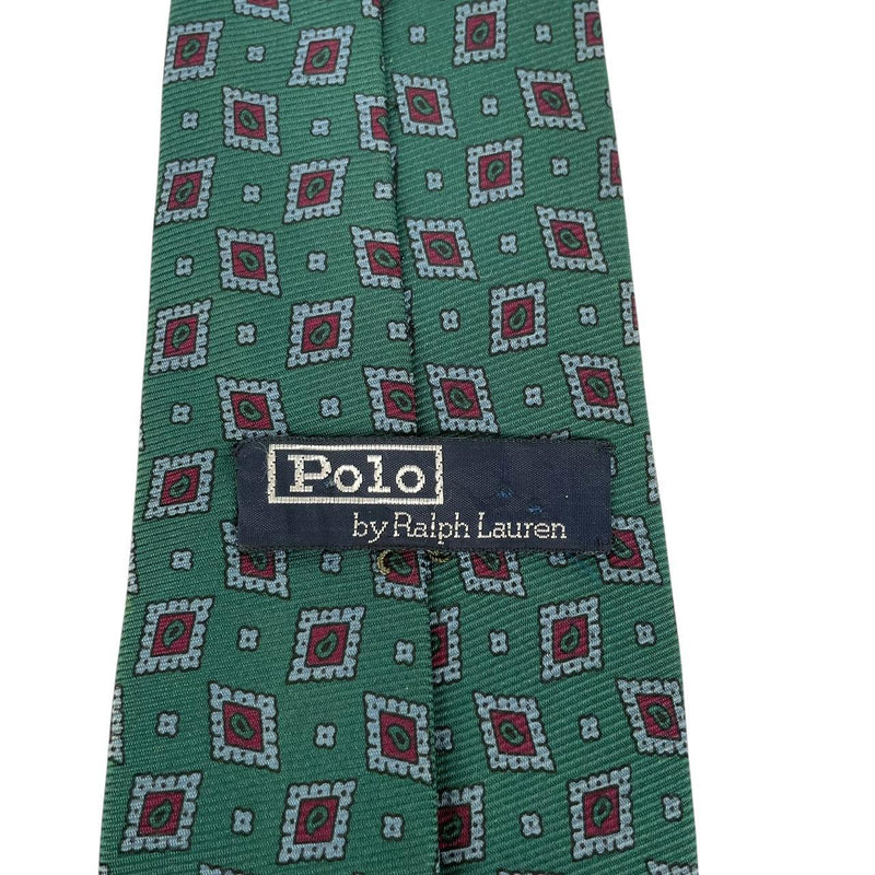 Vintage 90s Ralph Lauren Green and Navy Blue Silk Tie
