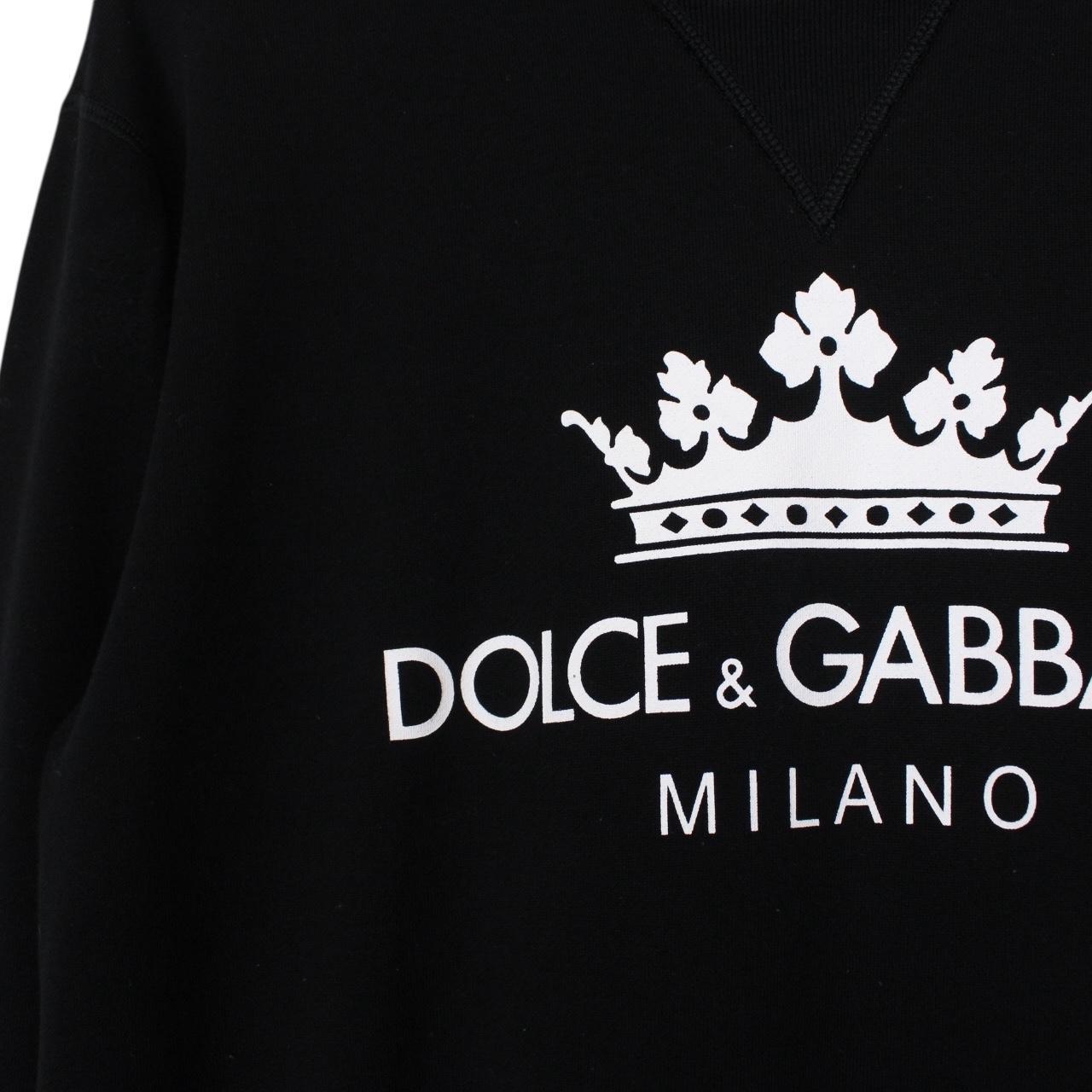 Dolce and Gabbana Black and White Logo Print Sweatshirt Jumper