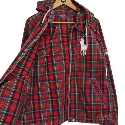 Vintage 90s Ralph Lauren Multicoloured Tartan Check Hooded Cotton Jacket