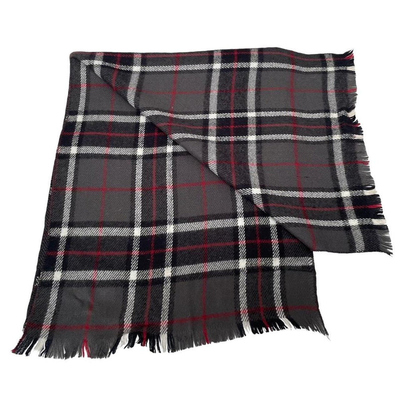 Vintage 90s Burberry Dark Grey Check Lambswool Scarf