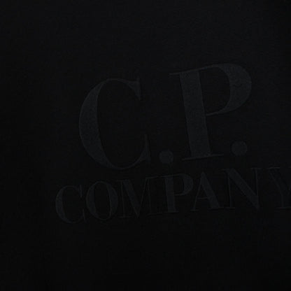 CP Company Black Diagonal Raised Fleece Cotton Logo Sweatshirt