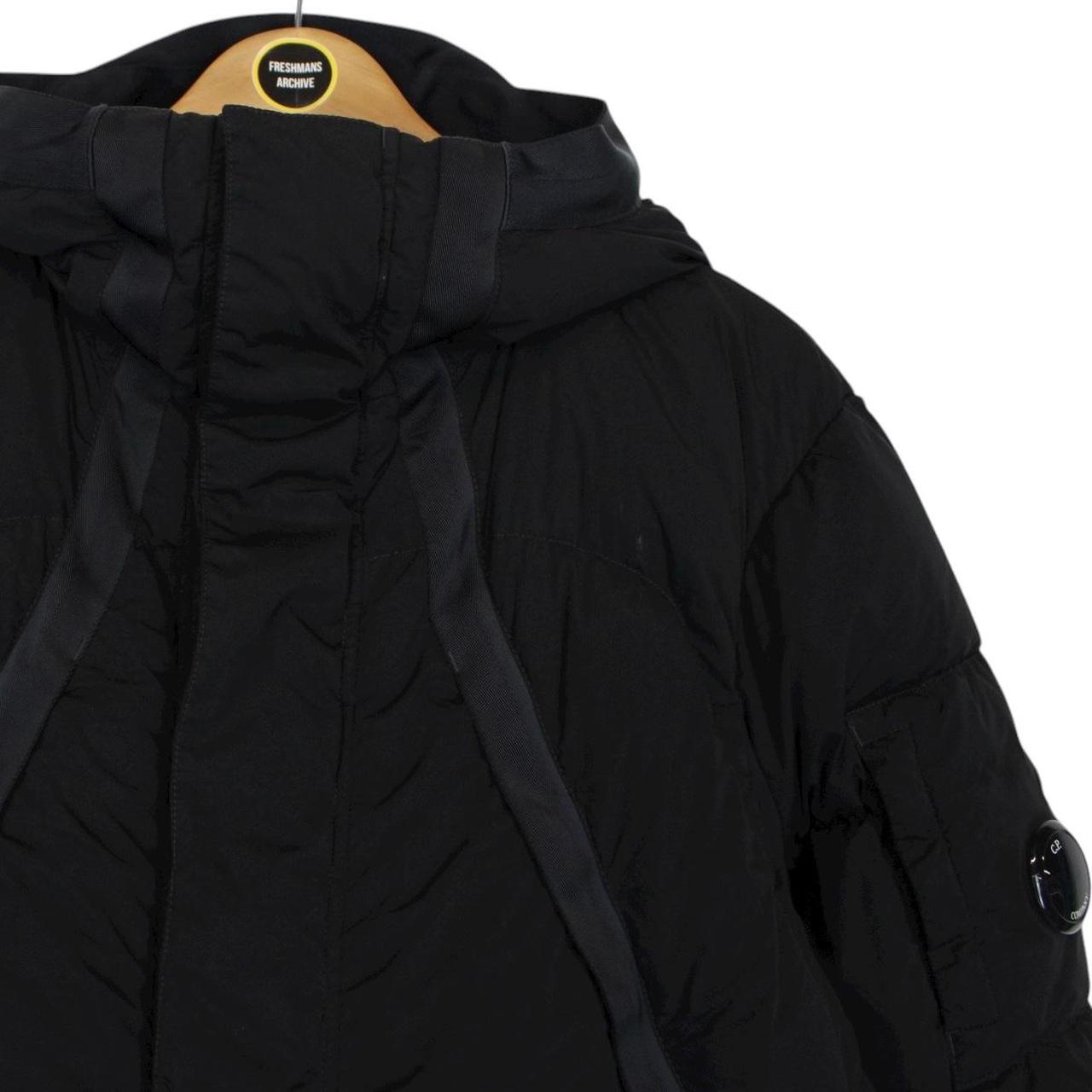 CP Company Black Nycra-R Full Zip Lens Down Hooded Puffer Coat