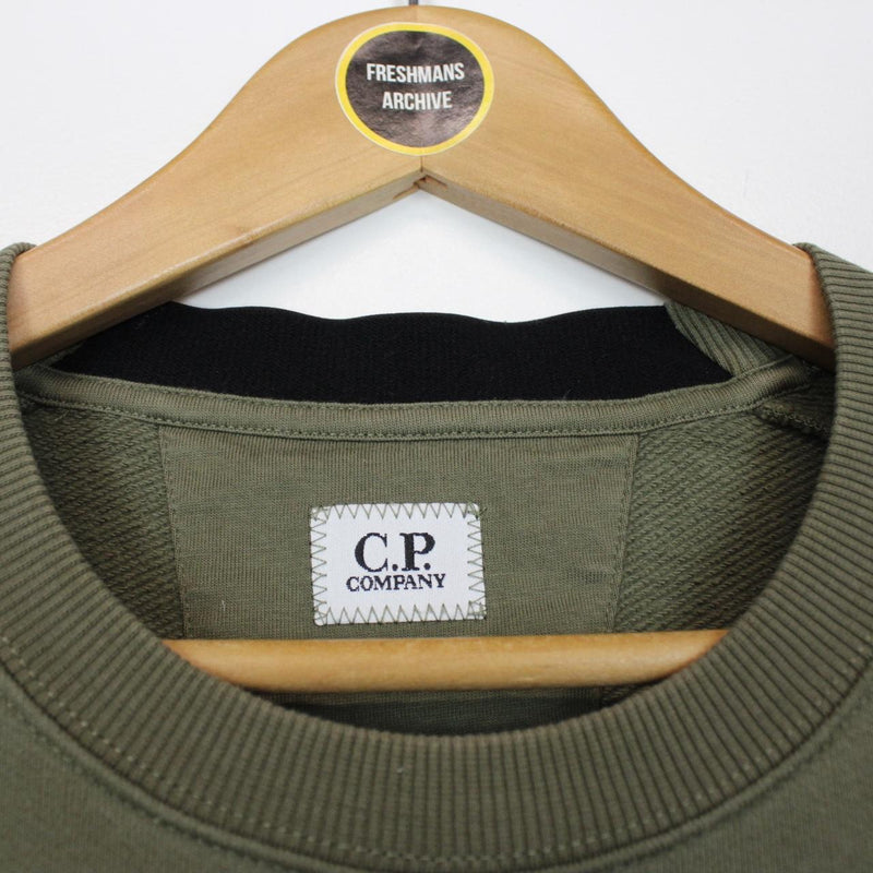 CP Company Khaki Green Goggle Lens Cotton Sweatshirt Jumper