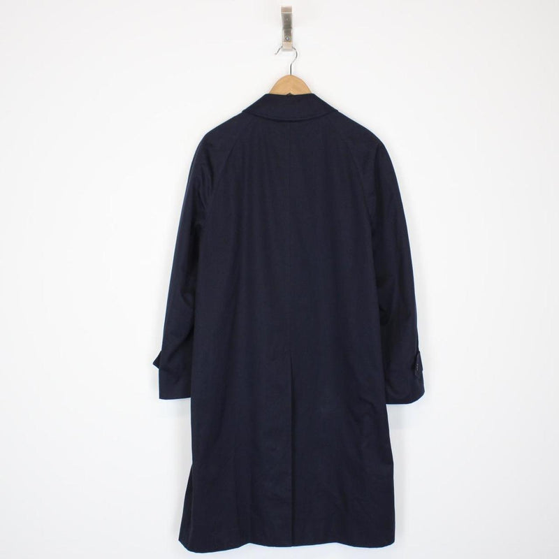 Vintage 90s Burberry Navy Blue Nova Check Single Breasted Trench Coat