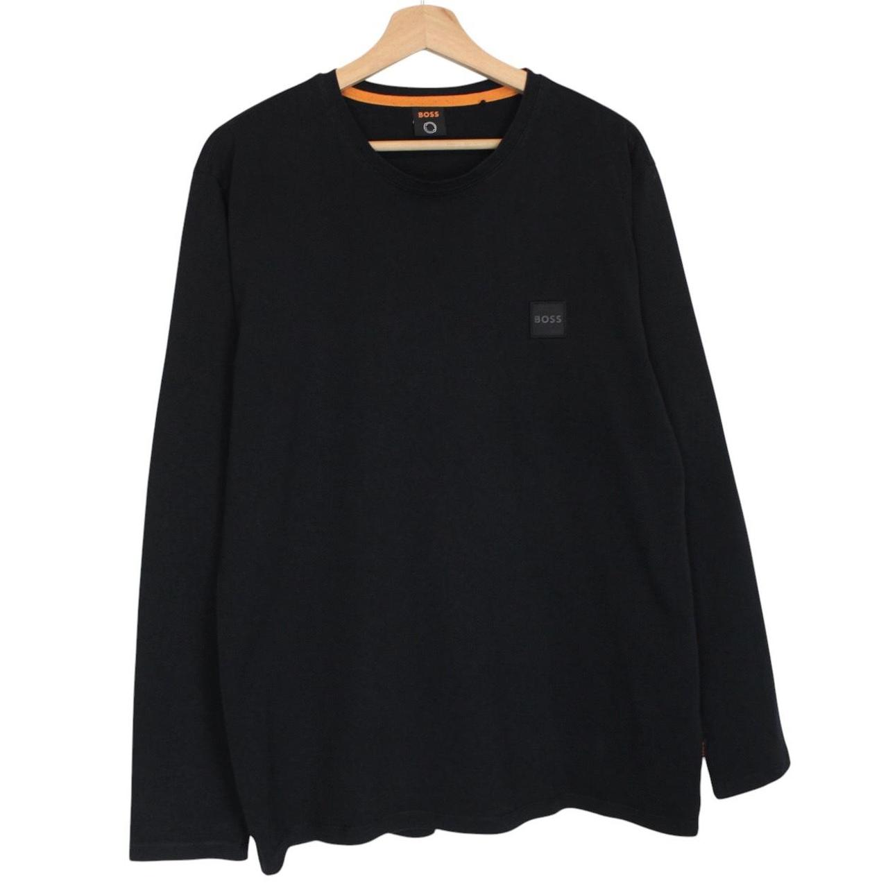 Hugo Boss black pocket t-shirt with logo patch, long sleeve, cotton material.