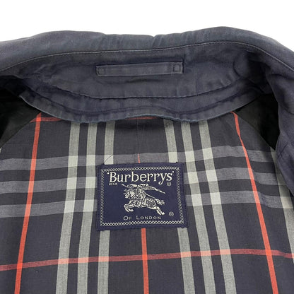 Vintage 90s Burberry Navy Blue Single Breasted Trench Coat