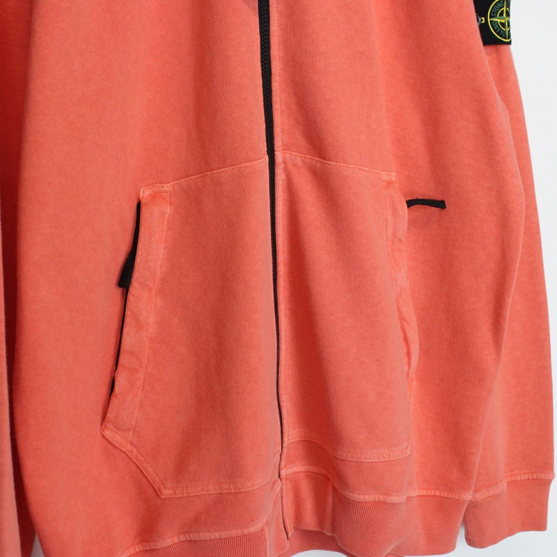 Stone Island SS 2022 Orange Full Zip Cotton Hoodie Jumper