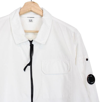 CP Company White Full Zip Cotton Lens Overshirt Jacket