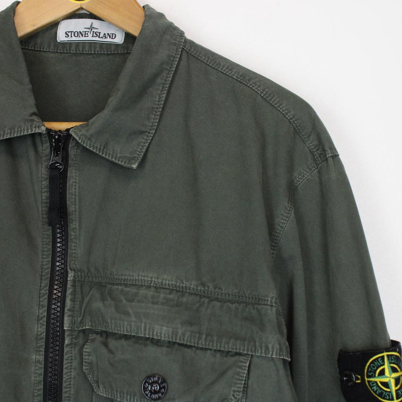 Stone Island AW 2020 Dark Green Full Zip Cotton Overshirt Jacket