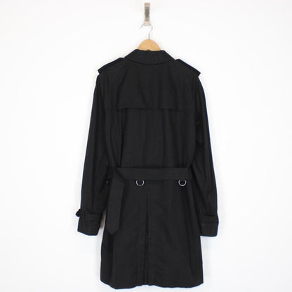 Burberry London Black and Grey Nova Check Double Breasted Belted Trench Coat