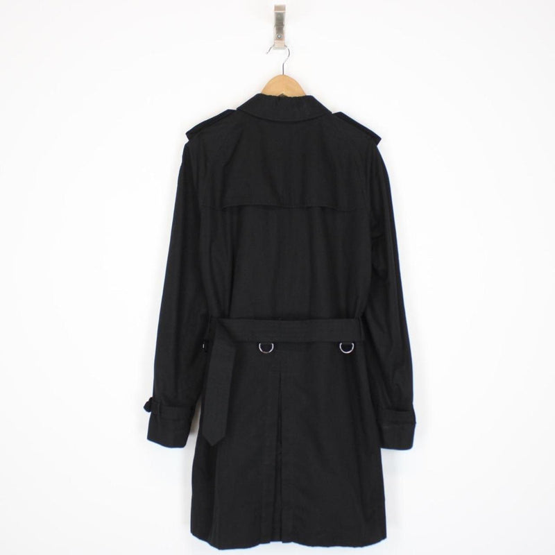 Burberry London Black and Grey Nova Check Double Breasted Belted Trench Coat
