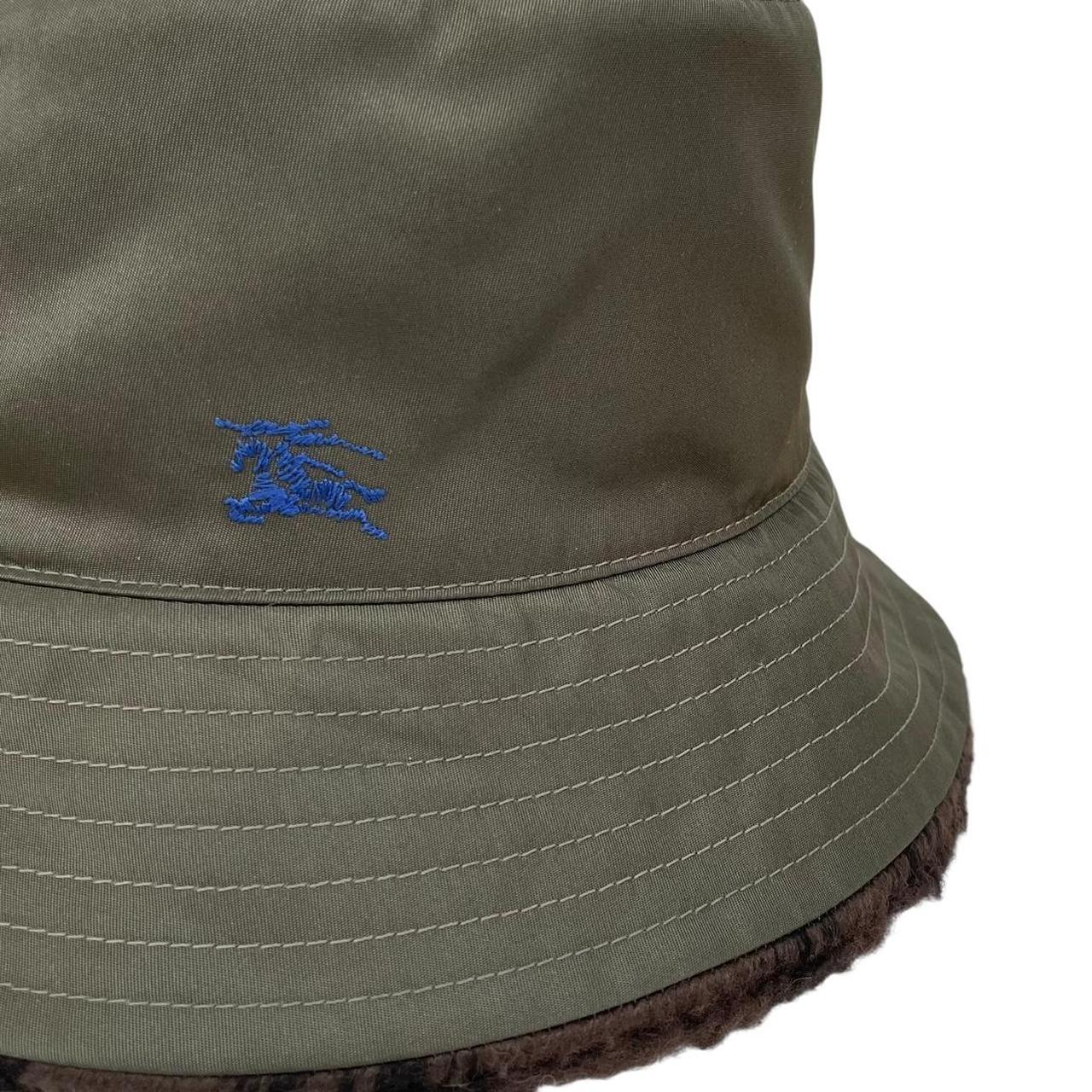 Burberry Green and Brown Fleece Reversible Nova Check Bucket Hat