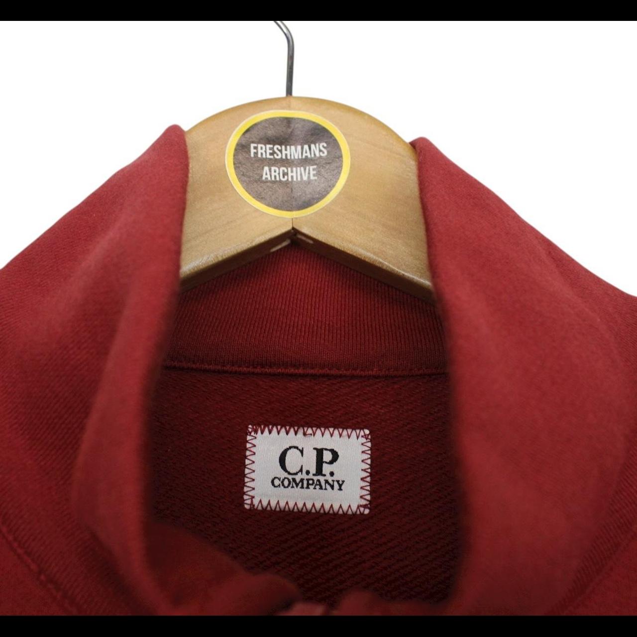 CP Company Red Diagonal Raised Fleece Cotton 1/4 Zip Lens Sweatshirt