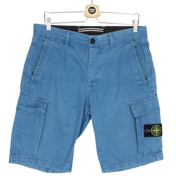 Stone Island SS 2015 Petrol Blue Bermuda Cotton Cargo Shorts