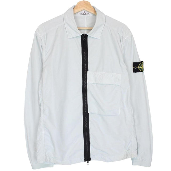 Stone Island AW 2022 Light Blue Full Zip Nylon Overshirt Jacket