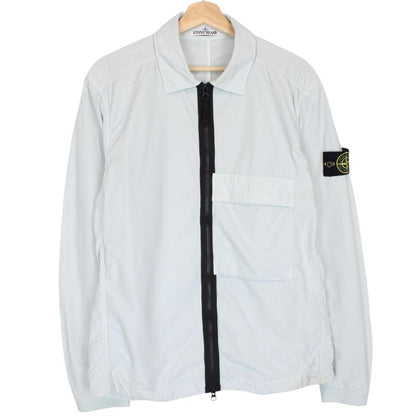 Stone Island AW 2022 Light Blue Full Zip Nylon Overshirt Jacket