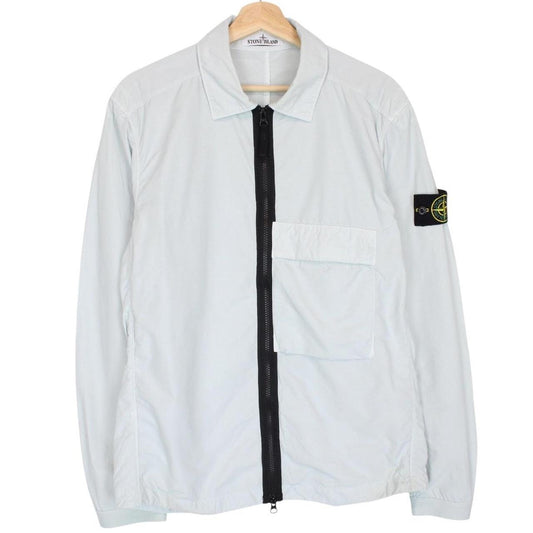 Stone Island AW 2022 Light Blue Full Zip Nylon Overshirt Jacket