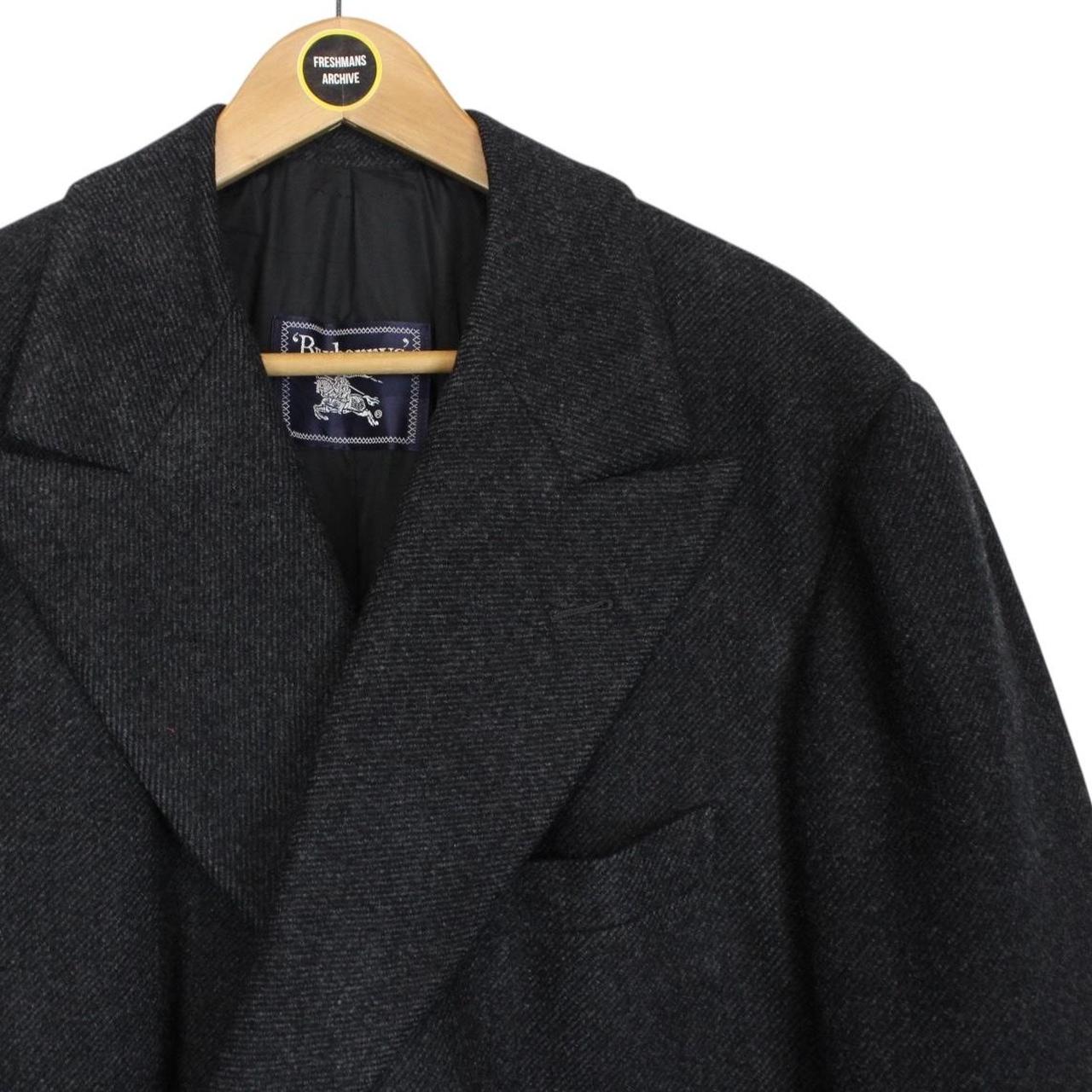 Vintage 90s Burberry Dark Grey Double Breasted Wool Overcoat