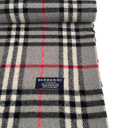 Vintage 90s Burberry Grey Nova Check Lambswool Scarf