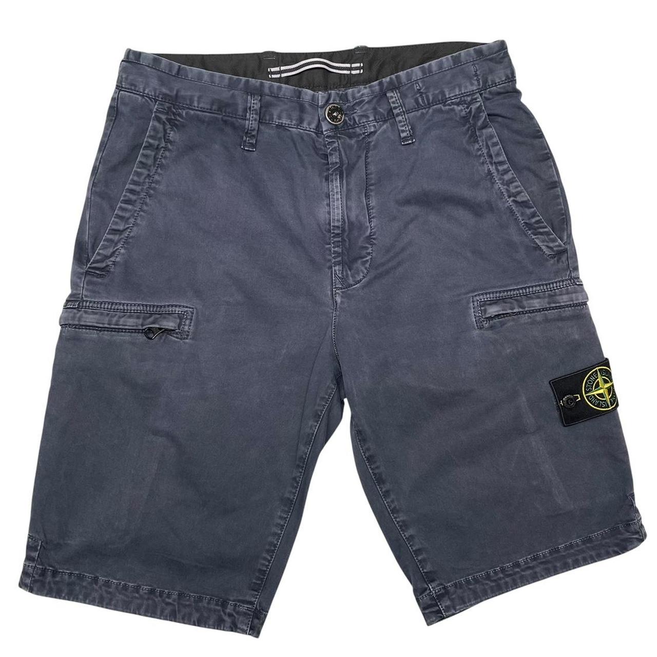 Stone Island SS 2021 Navy Blue Cotton Cargo Shorts
