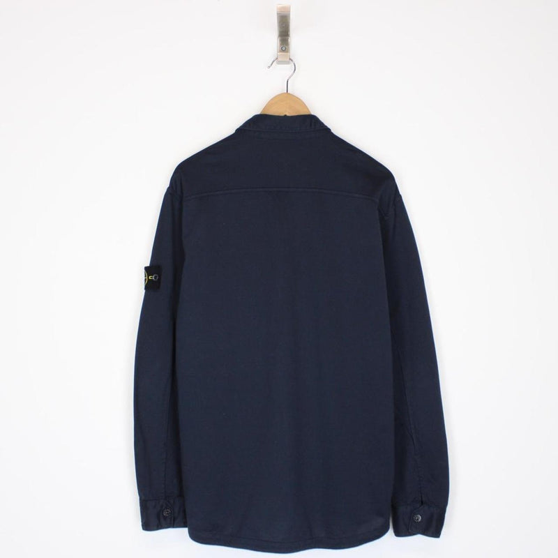 Stone Island SS 2016 Navy Blue Full Zip Cotton Overshirt Jacket