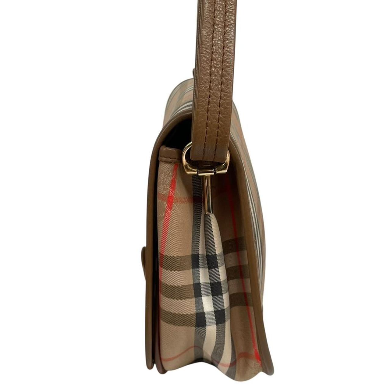 Burberry Tan and Brown Nova Check Leather and Canvas Satchel Shoulder Bag