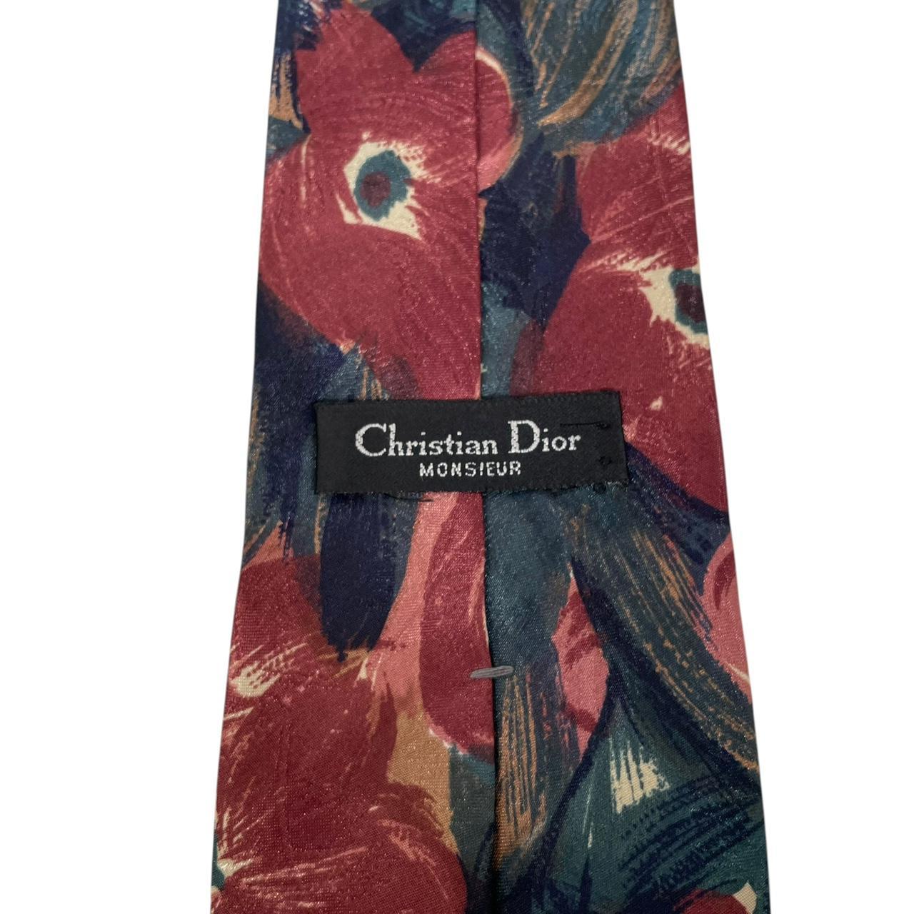 Vintage Christian Dior Multicoloured Floral Print Polyester Tie